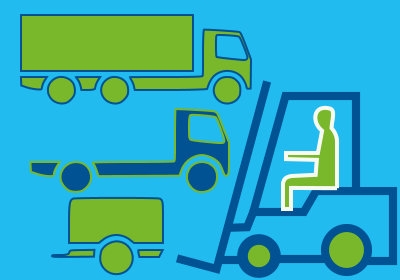 Heftruck, vrachtwagens, aanhanger
